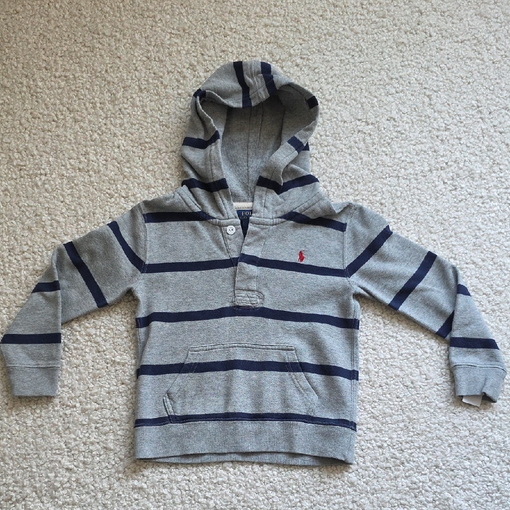 Polo by Ralph Lauren Gray Hoodie with Navy Stripes